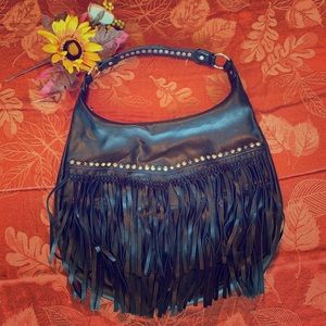 Aldo Faux Leather Fringe Boho Bag